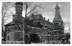 Town Hall and Fire Department Thomaston, CT Postcard Postcard Postcard