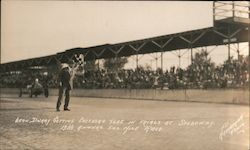 Leon Duray getting checkered flag in trial at Speedway 13th Indy 500 Race Postcard