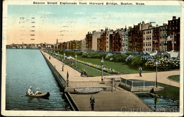 Beacon Street Esplanade From Harvard Bridge Boston Massachusetts
