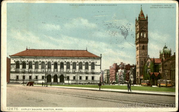 Public Library And New Old South Church, Copley Square Boston Massachusetts