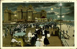 Traymore Hotel And Boardwalk By Night Postcard