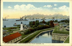 U. S. Battleship Fleet, Hampton Roads Old Point Comfort, VA Battleships Postcard Postcard