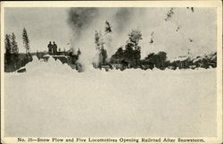 Snow Plow And Five Locomotives Opening Railroad After Snowstorm McCloud, CA Trains, Railroad Postcard Postcard