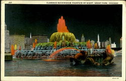 Clarence Buckingham Fountain By Night, Grant Park Chicago, IL Postcard Postcard