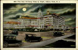 The New Monterey Hotel By Night Asbury Park, NJ Postcard Postcard