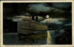 Boston To New York Steamer By Night Postcard