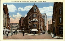 Junction Of Prescott And Central St. Lowell, MA Postcard Postcard