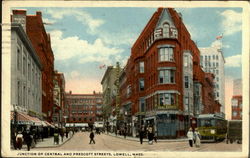 Junction O Central And Prescott Streets Lowell, MA Postcard Postcard