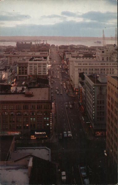 Harbor View Looking Over Business District at Dusk San Francisco California