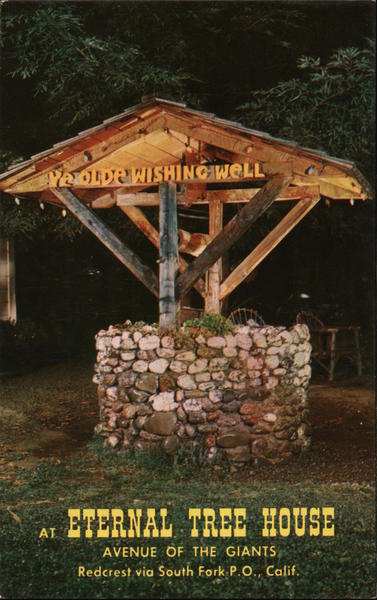 Eternal Tree House Ye Olde Wishing Well. Avenue of the Giants Redcrest California