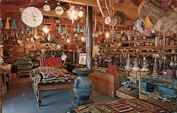 Interior view of the Three Flags Trading Post Postcard