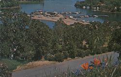 Lake Berryessa. Spanish Flat Resort, dock, boats, cars Napa, CA Postcard Postcard Postcard
