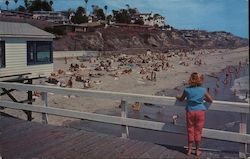 Beach south of Ocean Fishing Pier, beach goers Postcard