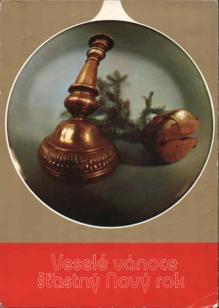 Merry Christmas Happy New Year - Candlestick in a Skillet Czechoslovakia