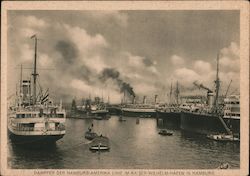 Steamers of the Hamburg-America Line in Kaiser-Wilhelm-Hafen Postcard