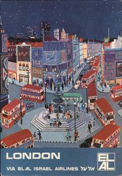 LONDON VIA ELAL ISRAEL AIRLINES Postcard