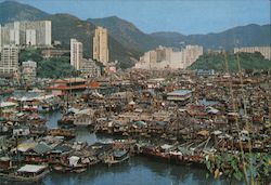 Bird's-Eye View of Aberdeen Hong Kong, China Postcard Postcard Postcard