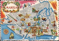 MAP OF MANILA Postcard