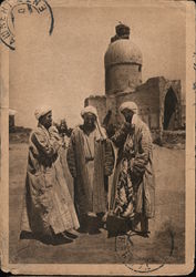 Men in traditional Uzbek dress Postcard