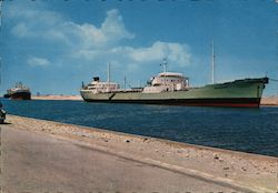 Port Said - Vessel crossing the Suez Canal Postcard