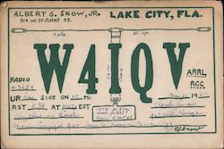 W4IQV - Albert G. Snow, Jr., 314 W. St. Johns Street Postcard