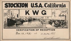 STOCKTON U.S.A. California KWG VERIFICATION OF RECEPTION Postcard