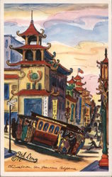 Chinatown with Cable Car Postcard