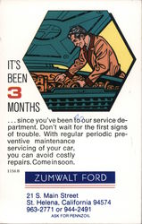 Zumwalt Ford. Three month reminder Saint Helena, CA Postcard Postcard Postcard