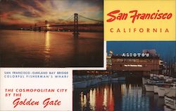 San Francisco-Oakland Bay Bridge - Colorful Fisherman's Wharf Postcard