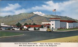 Desert Hot Springs Mineral Baths with Snow Capped Mt. San Jacinto in background Postcard