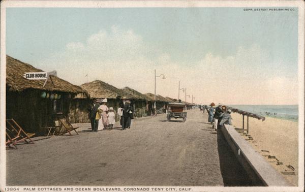Palm Cottages and Ocean Boulevard, Coronado Tent City California