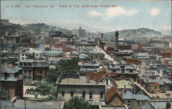 View of the city north from Rincon Hlill San Francisco California