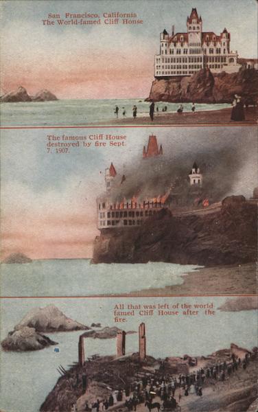 The World-Famed Cliff House Destroyed By Fire, Sept. 7, 1907 And All That Was Left San Francisco California