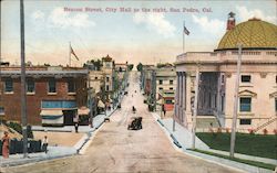 Beacon Street, City Hall to the right San Pedro, CA Postcard Postcard Postcard