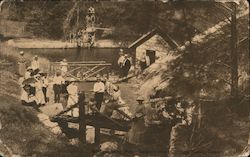 Bridges and pool Seigler Hot Springs Postcard
