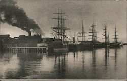 Humboldt Bay dock and sailing ships Postcard
