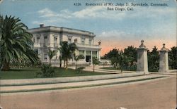 Residence of Mr. John D. Spreckels San Diego, CA Postcard Postcard Postcard