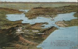 Topographical view of San Francisco, Bay cities, Mt. Tamalpais, Muir Woods Postcard