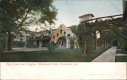 The Court and Pergola, Glenwood Hotel Riverside, CA Postcard Postcard Postcard