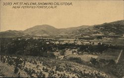 Mt. St. Helena, Showing Calistoga, Near Petrified Forest, Calif Postcard