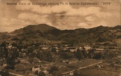 General View of Calistoga Showing Mt. St. Helena in California Postcard