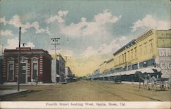 Fourth Street Looking West Santa Rosa, CA Postcard Postcard Postcard