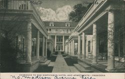 Entrance to the Simpkinson Hotel and Apartments Postcard