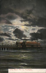 Long Beach Pier by Moonlight Postcard