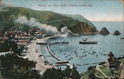 Avalon and Bay on Santa Catalina Island, CA Postcard