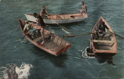 Boys Diving For Coins, Summer and Winter Postcard