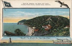 Hotel St. Catherine and Sugar Loaf Casino, Looking Toward Avalon, Catalina Island, California Postcard