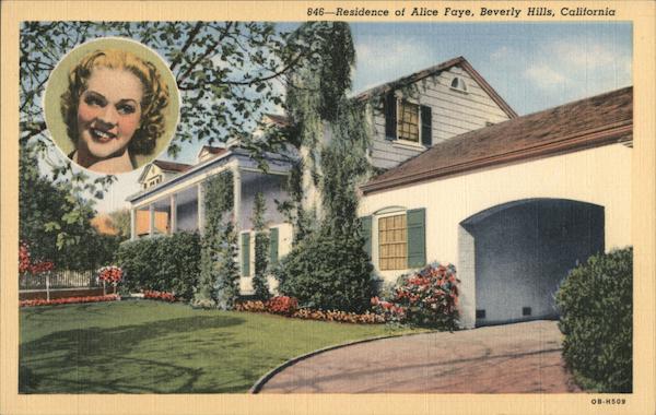Residence of Alice Faye. Inset of Alice Faye Beverly Hills California