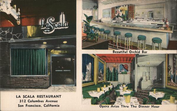 La Scala Restaurant, Orchid Bar, dining room San Francisco California