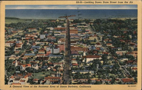 A General View of the Business Area Looking Down State Street from the Air Santa Barbara California